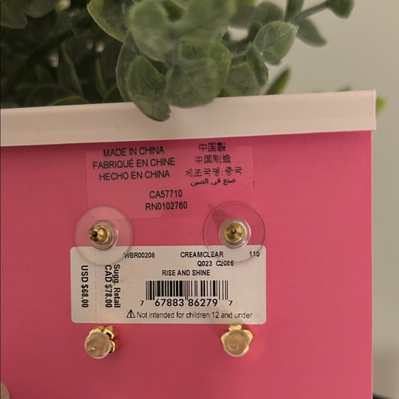 Kate Spade Gold and Crystal Pearl Earrings NWT - Picture 2 of 4